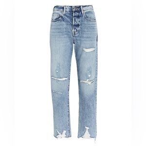 Frame Denim Light Blue Distressed Straight Jeans